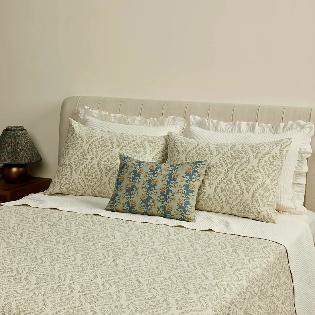 Cotton shams in two sizes photographed against a plain ground