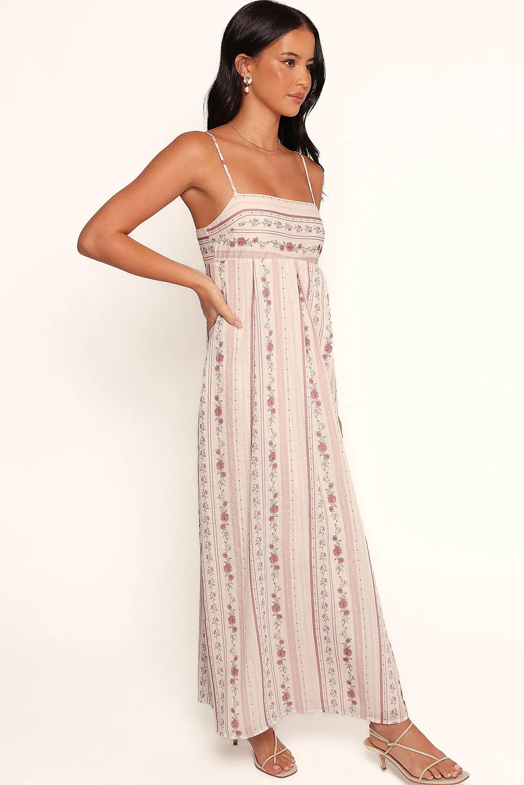Amaris Maxi Dress - Ivory Mauve Floral