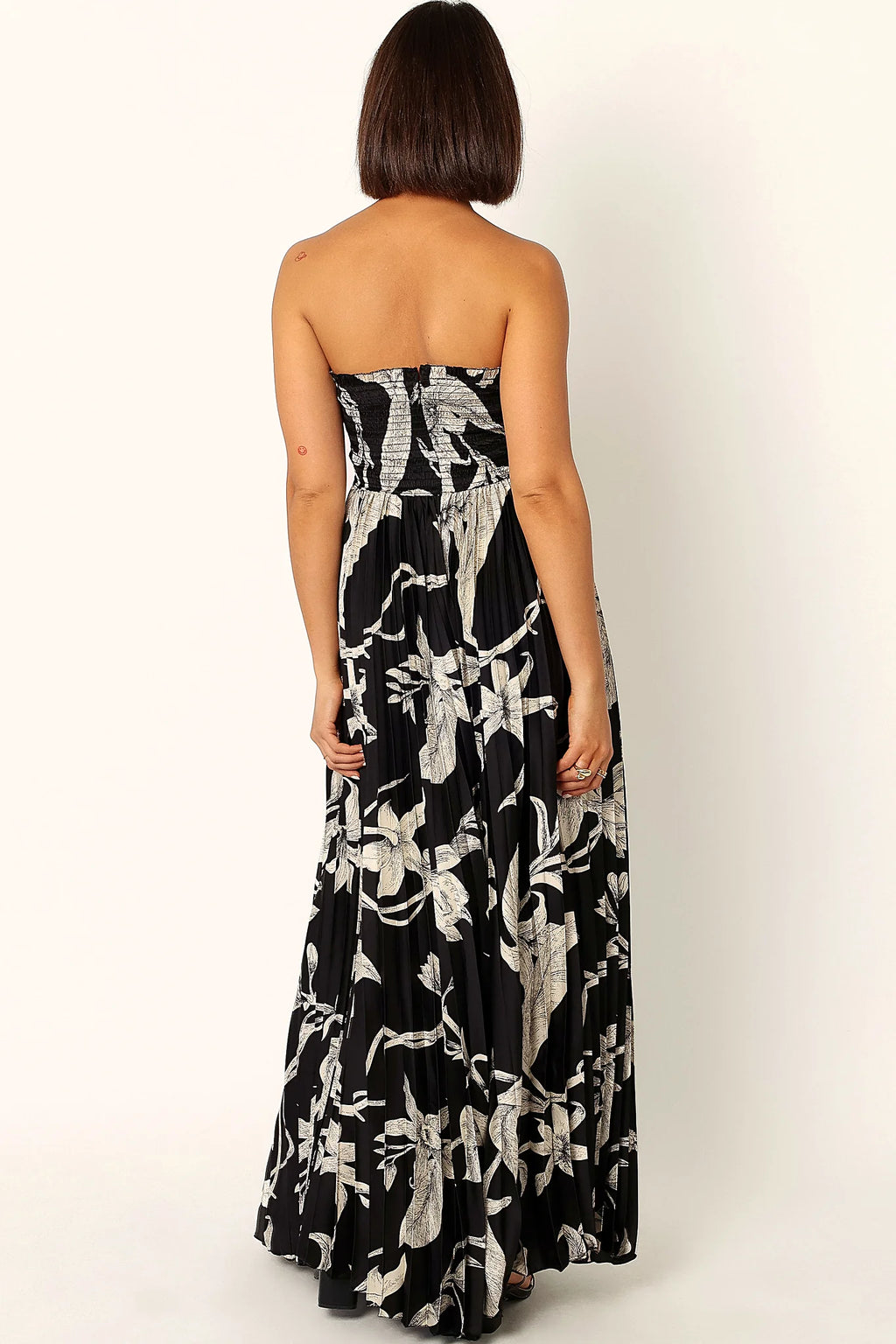 Angelique Strapless Maxi Dress - Black Floral