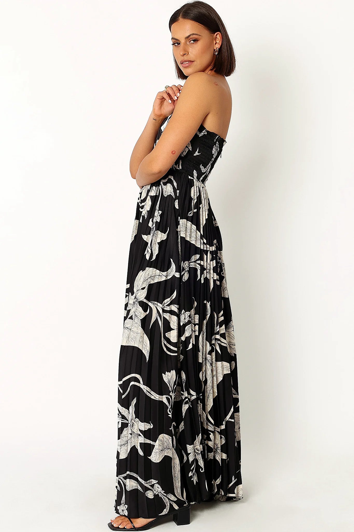 Angelique Strapless Maxi Dress - Black Floral