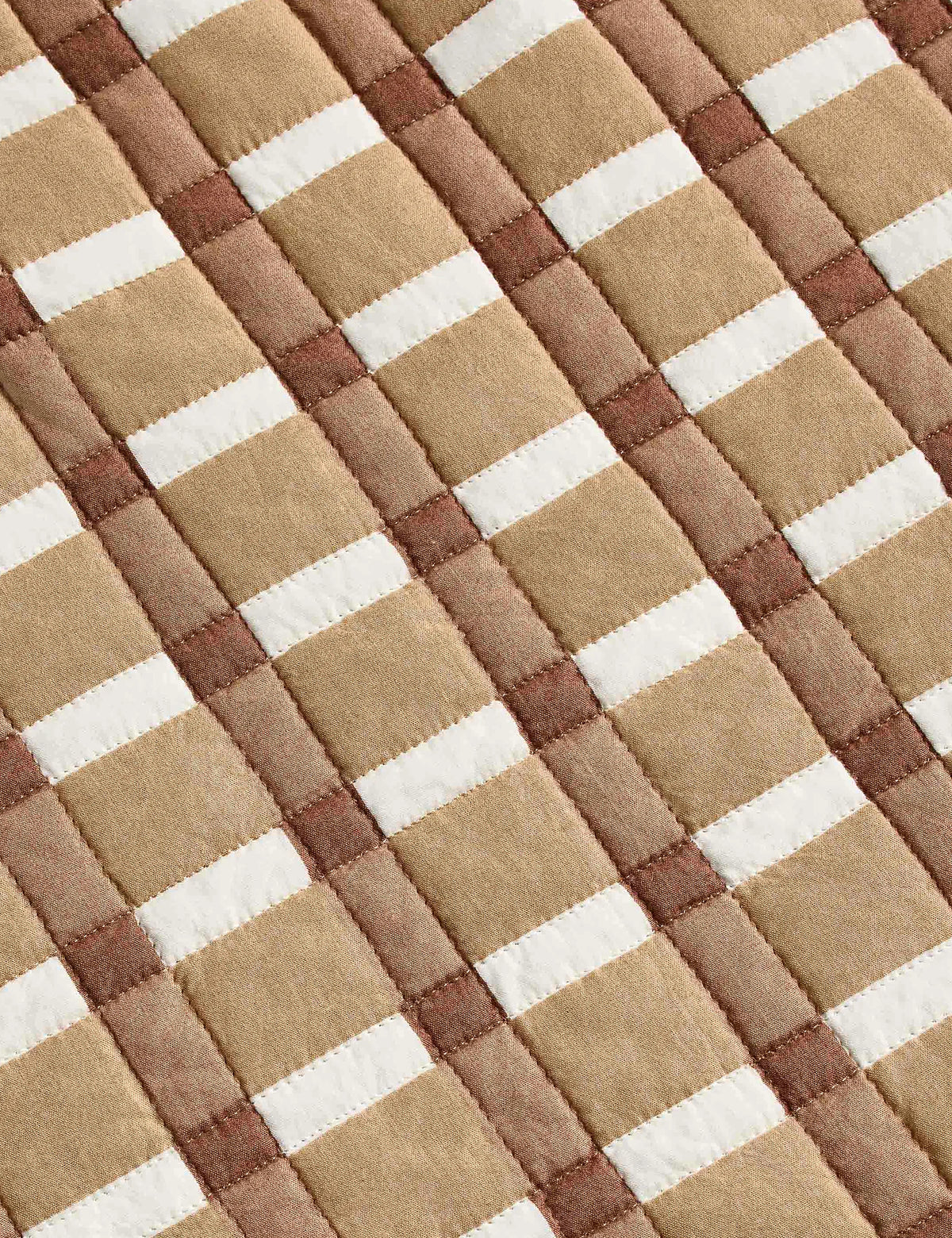 Second product view of a blush gingham cotton quilt in queen size