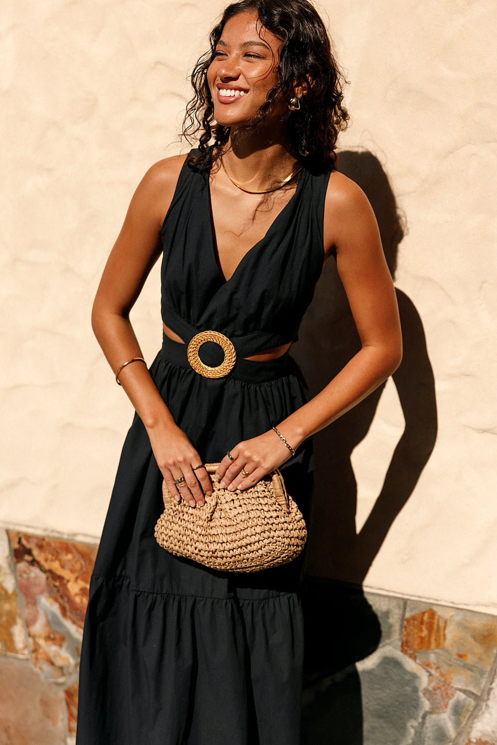 Side view showing the cut-out details at the waist