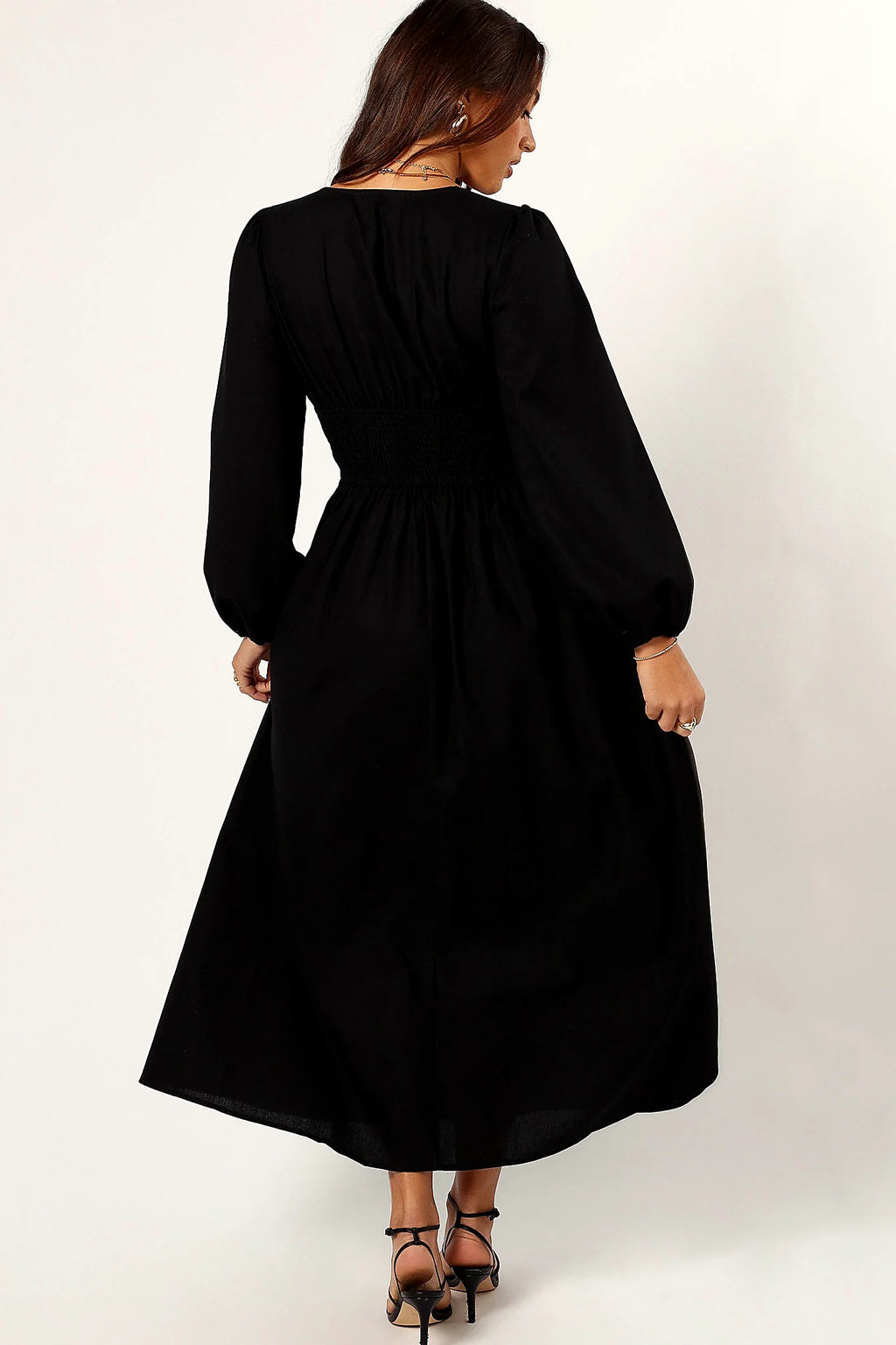 Close detail of the bust tie and elasticised waist