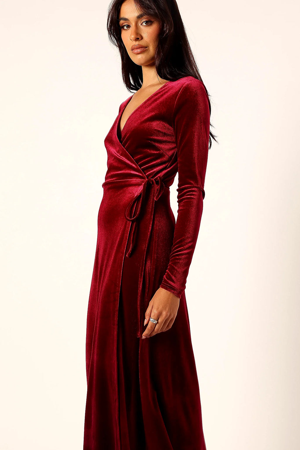 Darby Long Sleeve Midi Dress - Burgundy