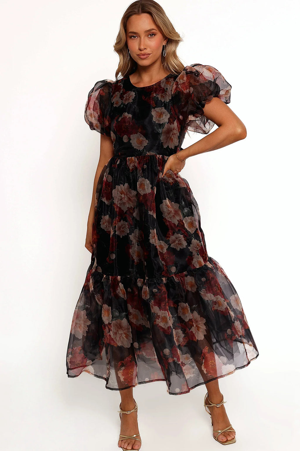 Elspeth Midi Dress - Black Floral