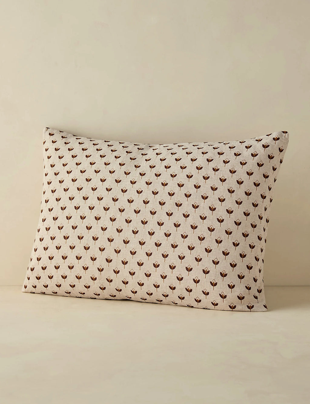 Standard size linen sham showing the floral motif