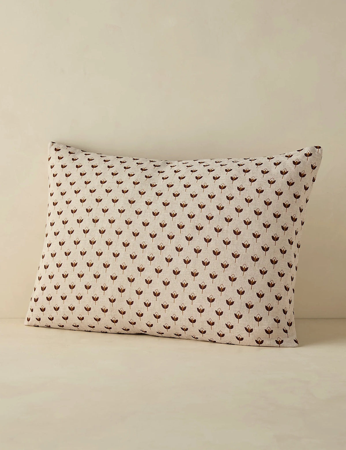 Standard size linen sham showing the floral motif