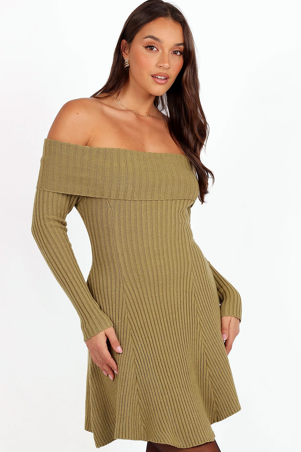 Francisco Long Sleeve Mini Dress - Olive