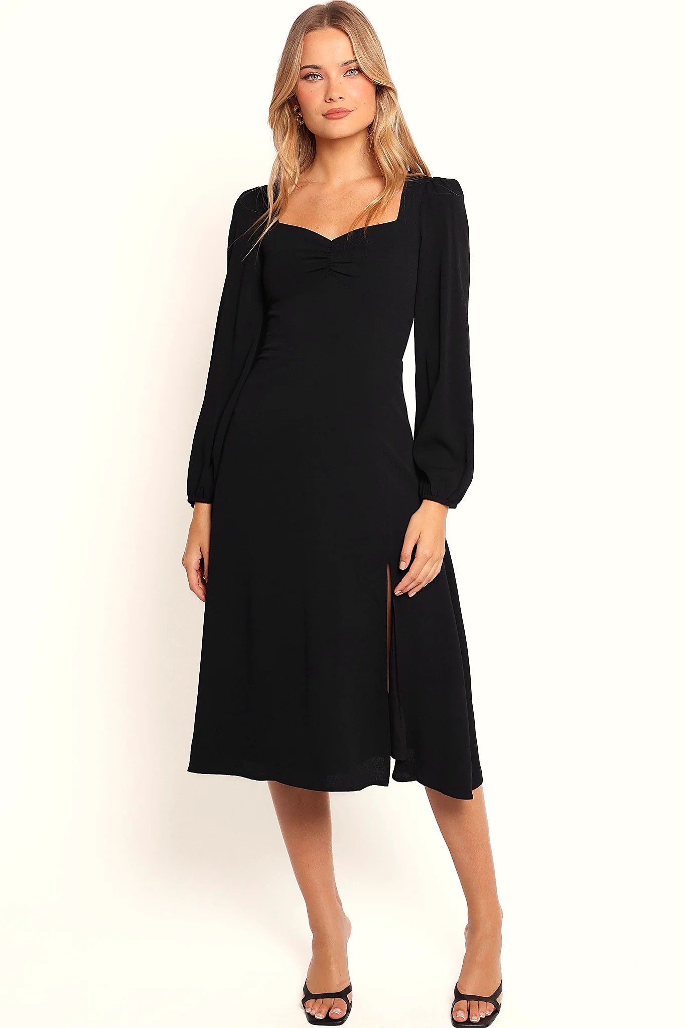Franklin Long Sleeve Midi Dress - Black