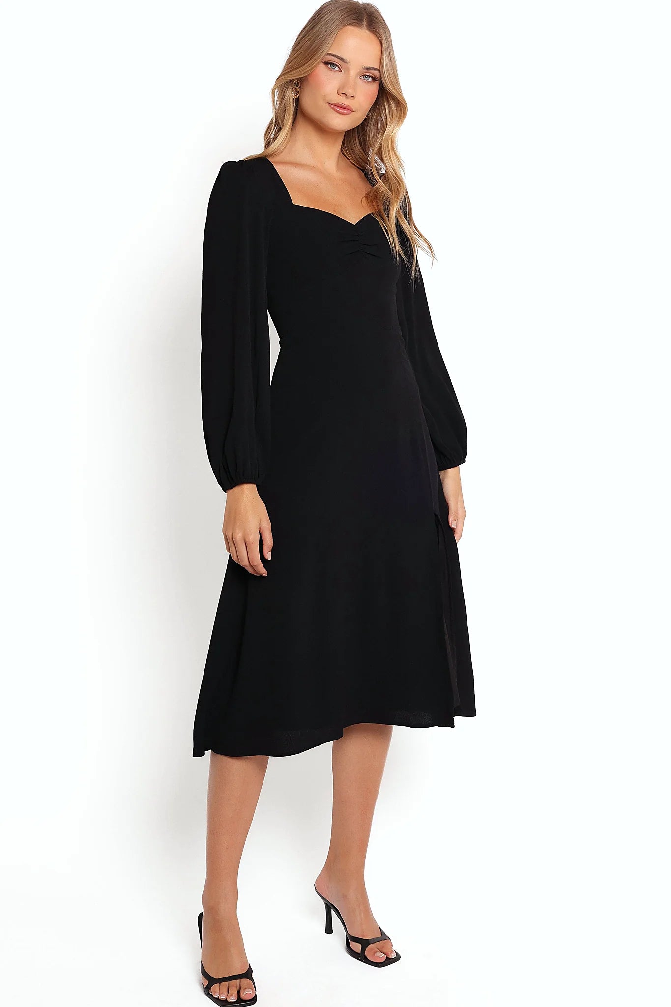 Franklin Long Sleeve Midi Dress - Black