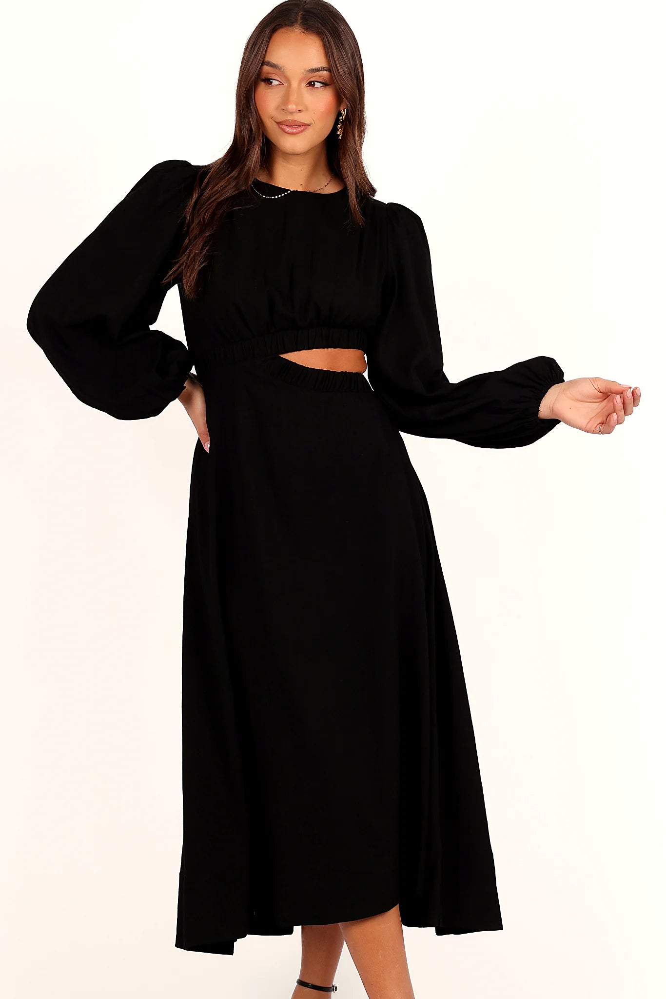 Back view with the invisible zip and hook-and-eye clasp