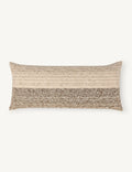 Back view of a heathered weave throw pillow against a plain ground