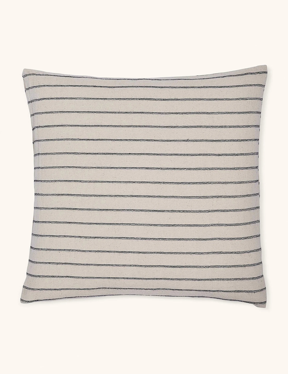 Black hemp accent pillow in a square shape against a plain ground