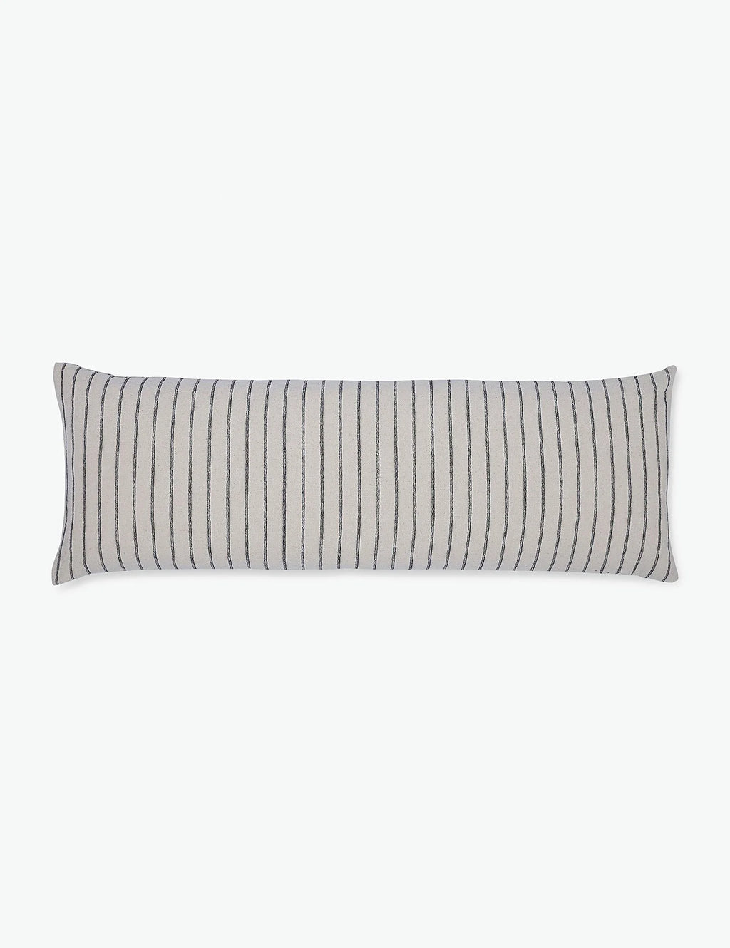 Long lumbar version of the black hemp pillow shown flat