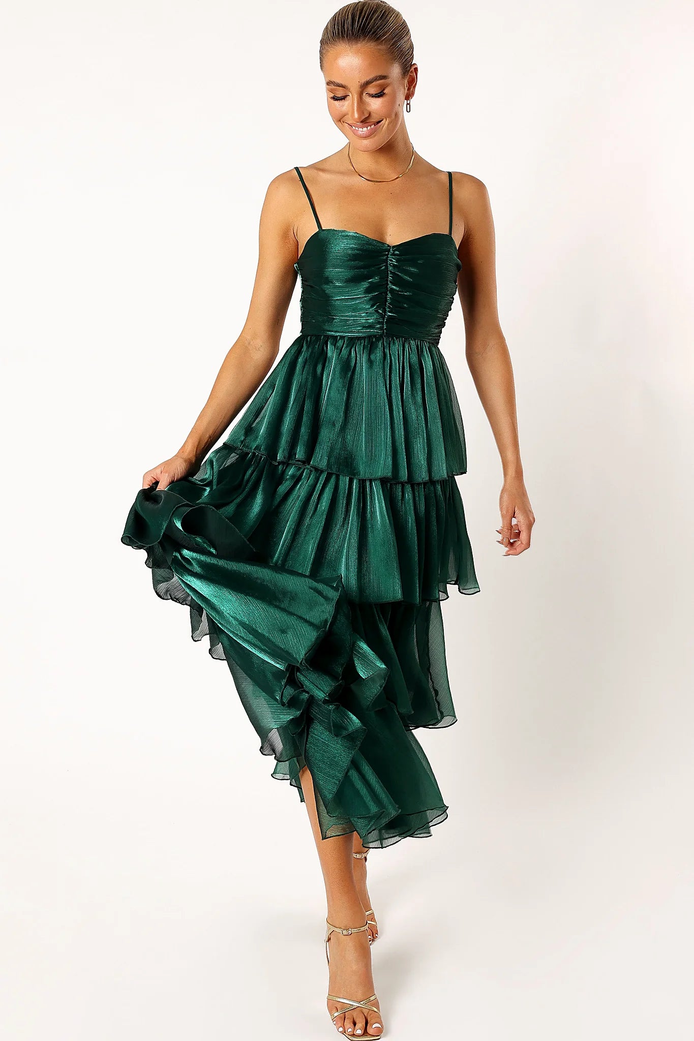 Jace Tiered Maxi Dress - Shimmer Emerald