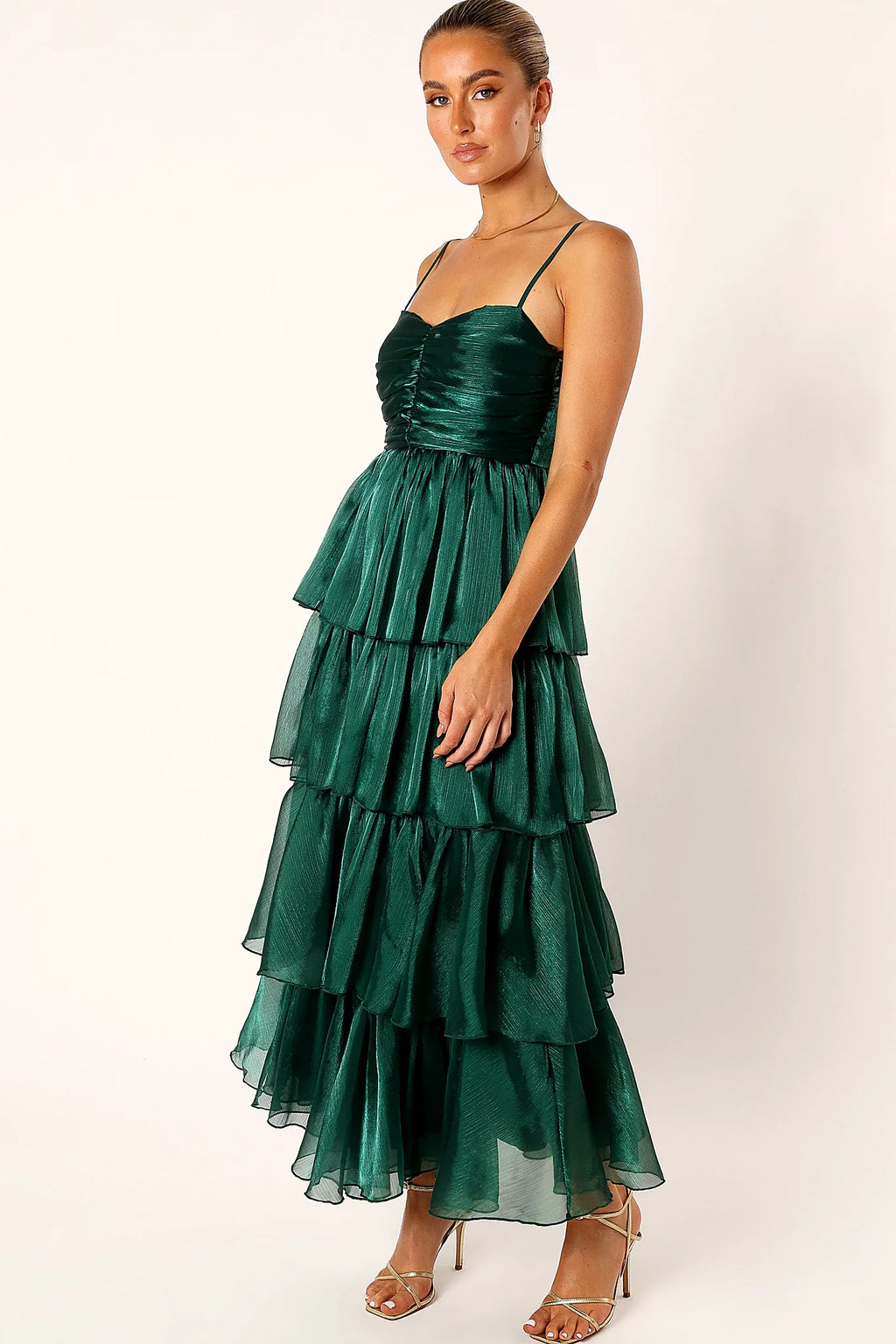 Jace Tiered Maxi Dress - Shimmer Emerald