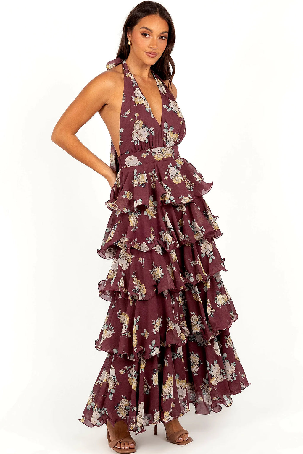Kendall Maxi Halterneck Dress - Dark Wine