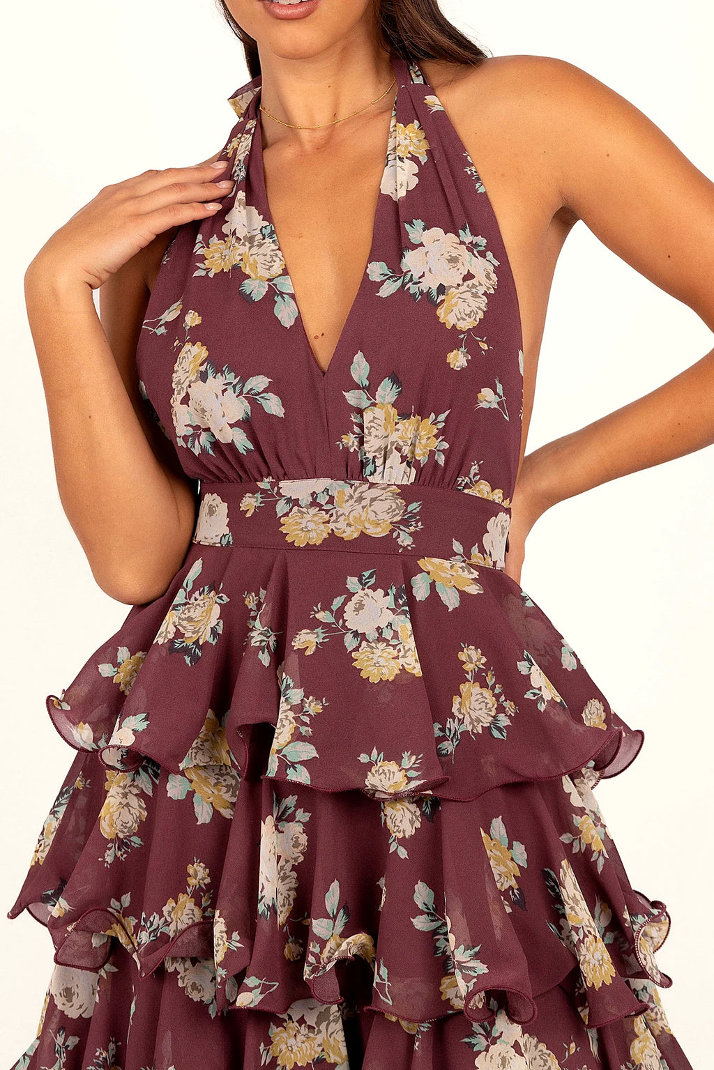Kendall Maxi Halterneck Dress - Dark Wine