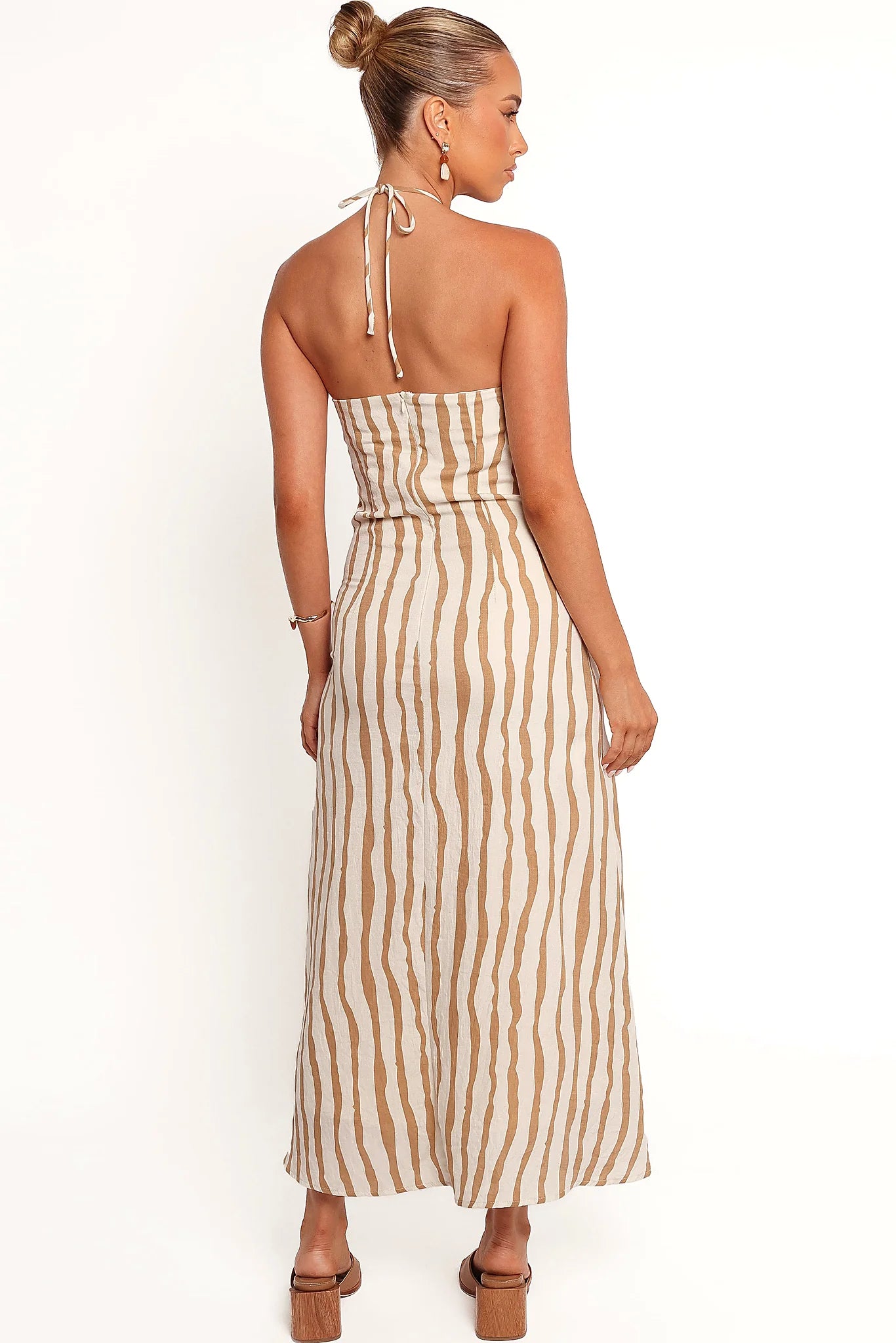 Kim Halter Maxi Dress - Tan Stripe