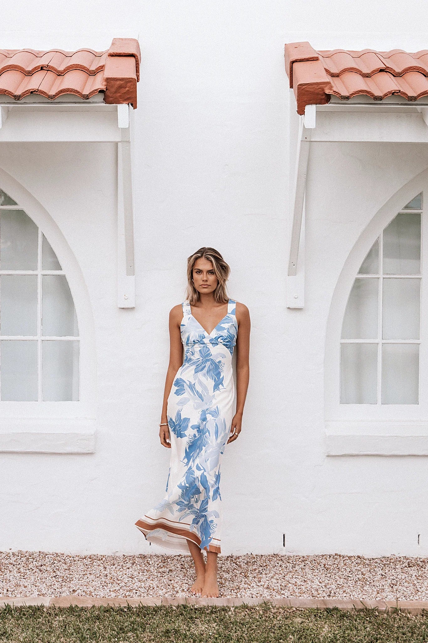 Lizza Maxi Dress - Pale Blue Print