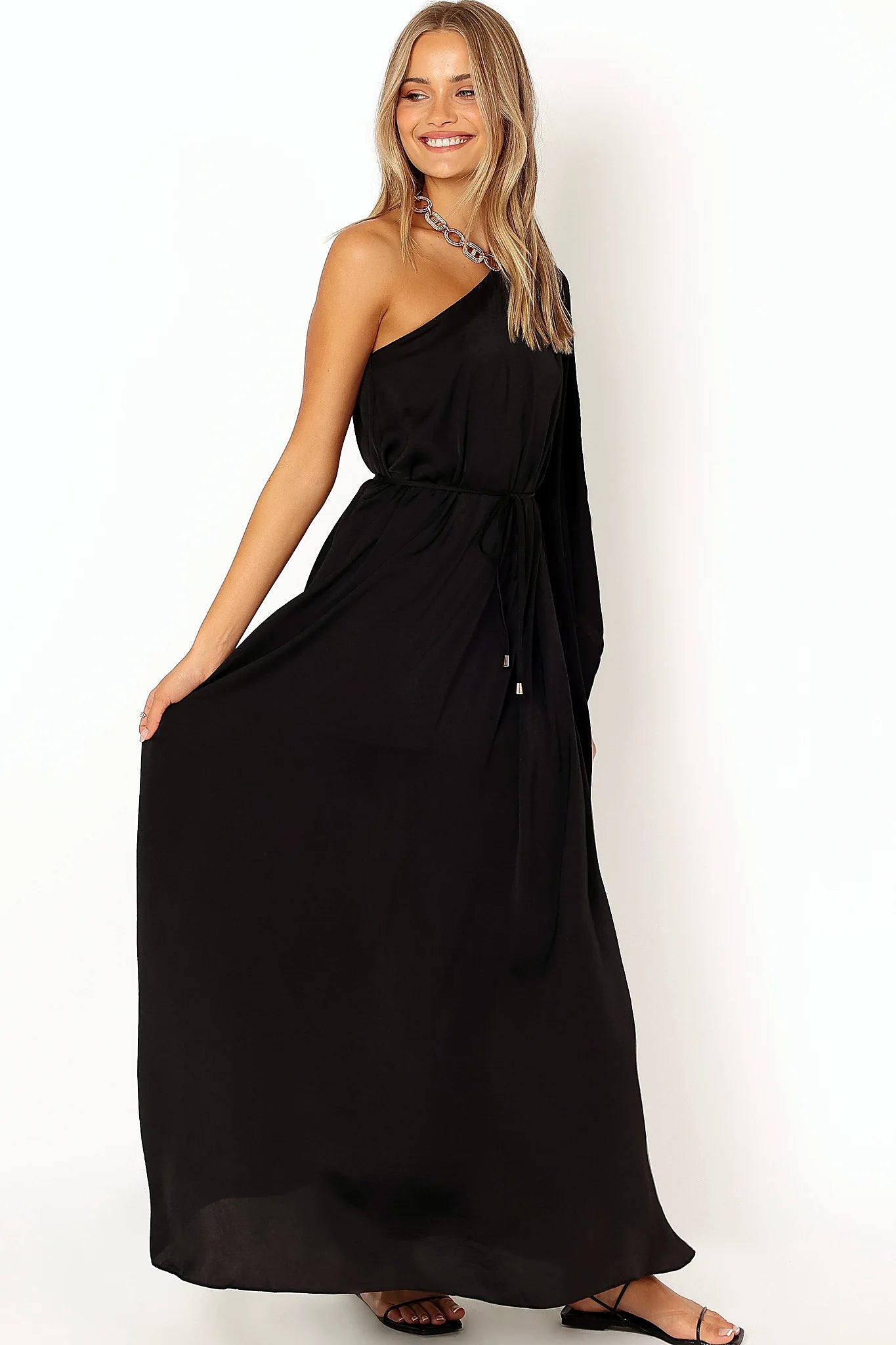 Matilda One Shoulder Maxi Dress - Black
