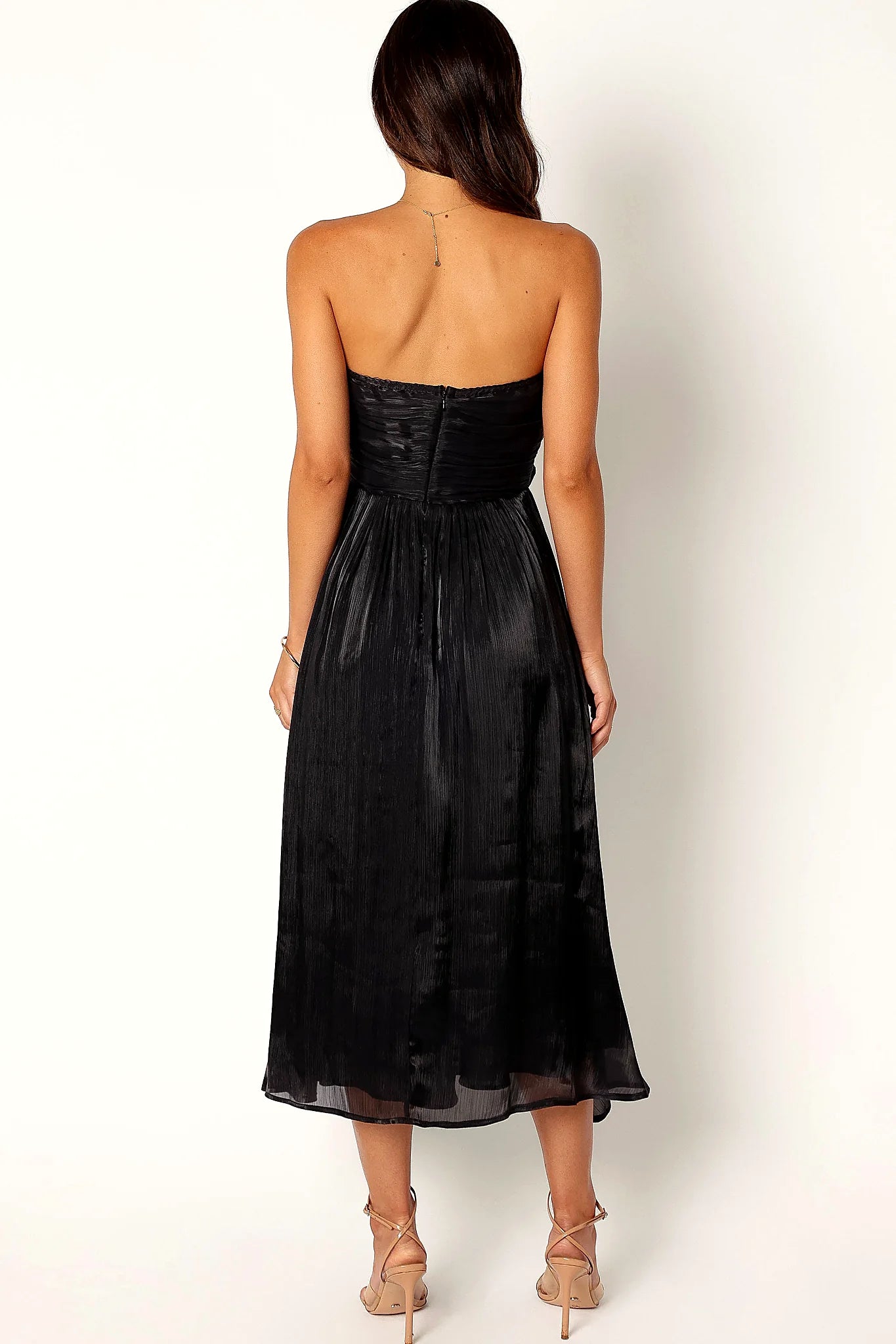 Mila Strapless Midi Dress - Black