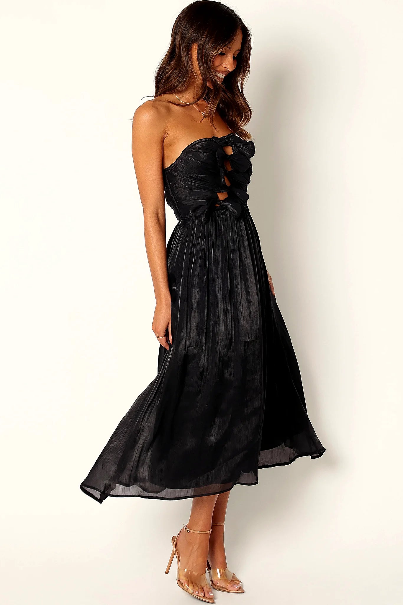 Mila Strapless Midi Dress - Black