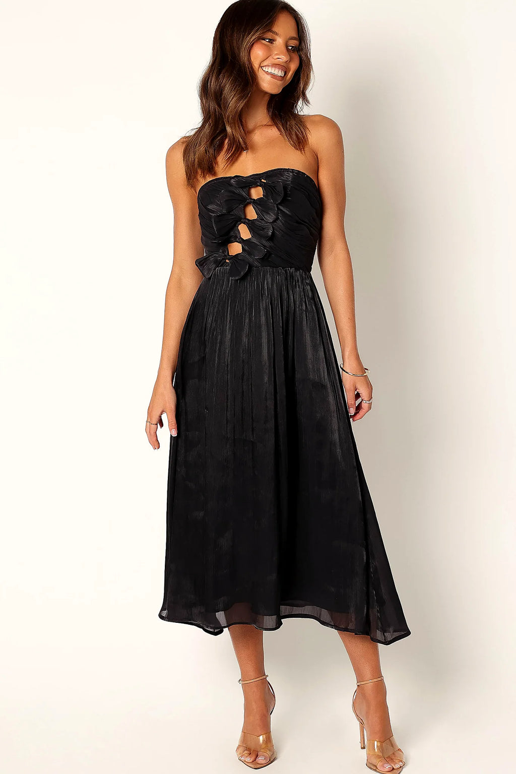 Mila Strapless Midi Dress - Black