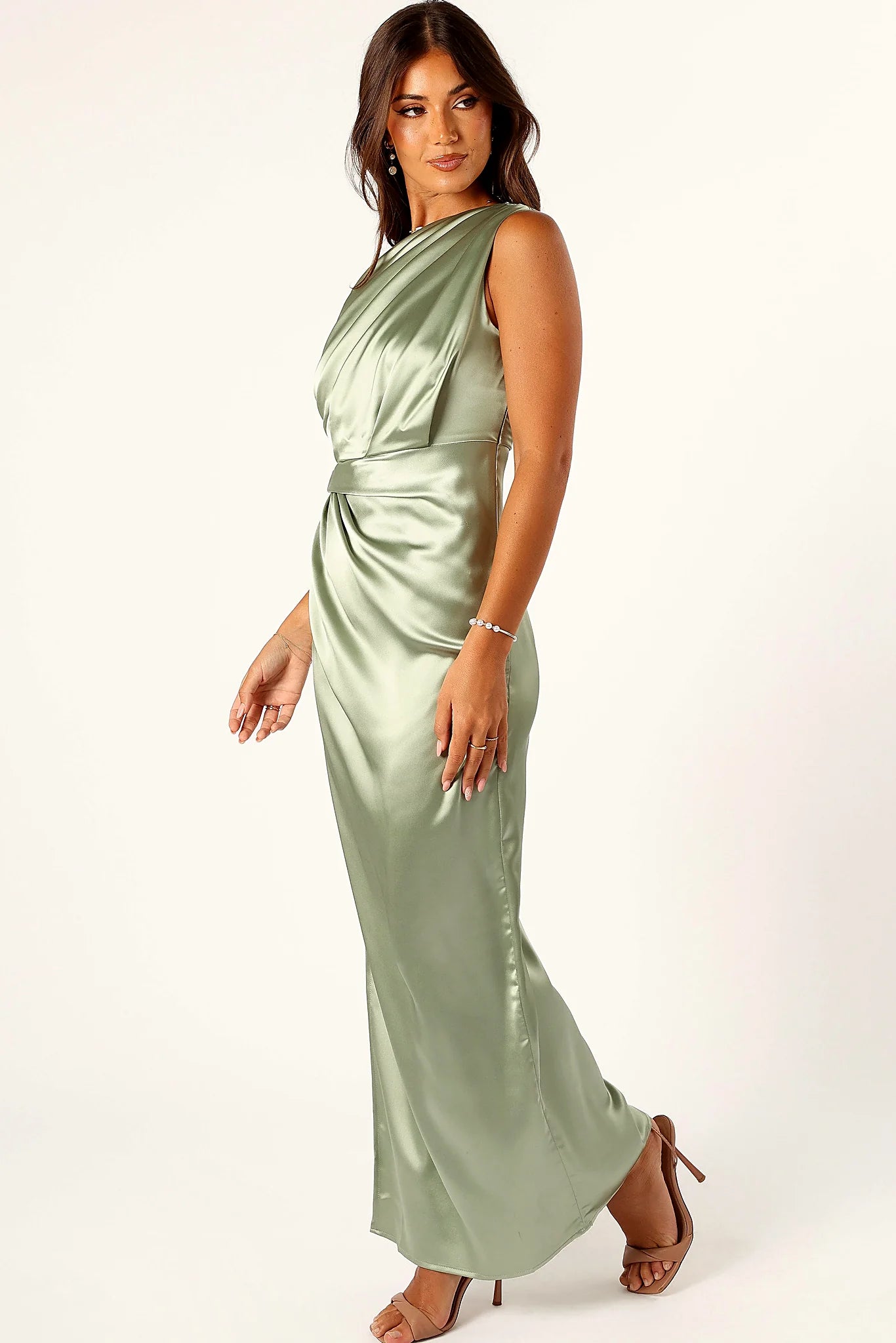 Nadia One Shoulder Maxi Dress - Sage