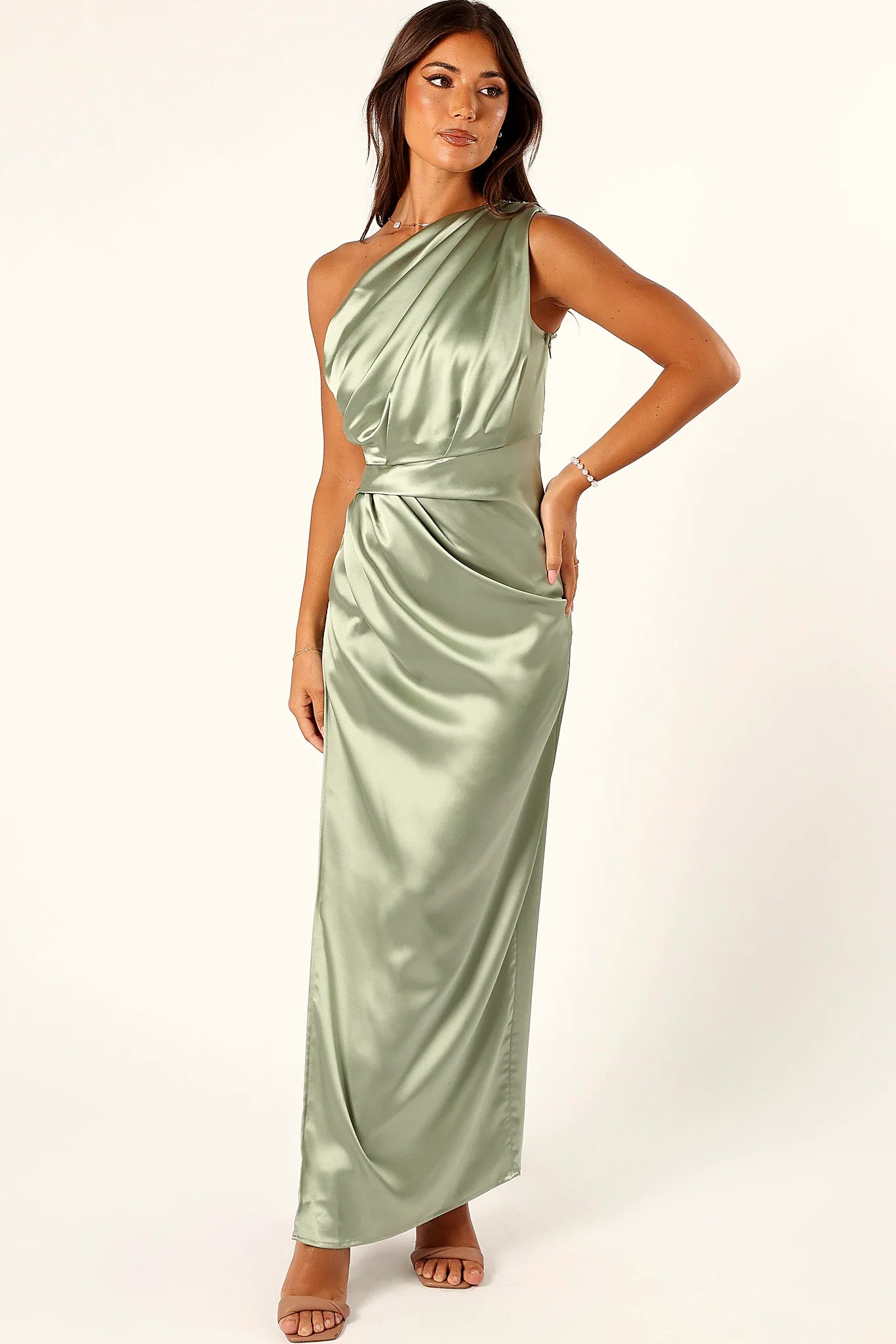 Nadia One Shoulder Maxi Dress - Sage