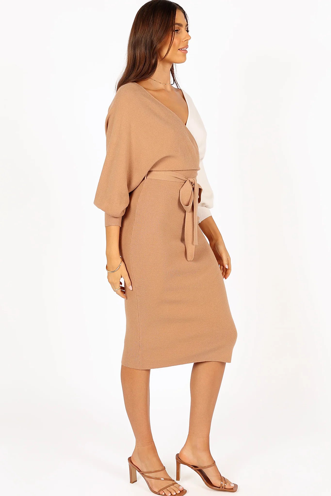 Nate Dress - Beige/White