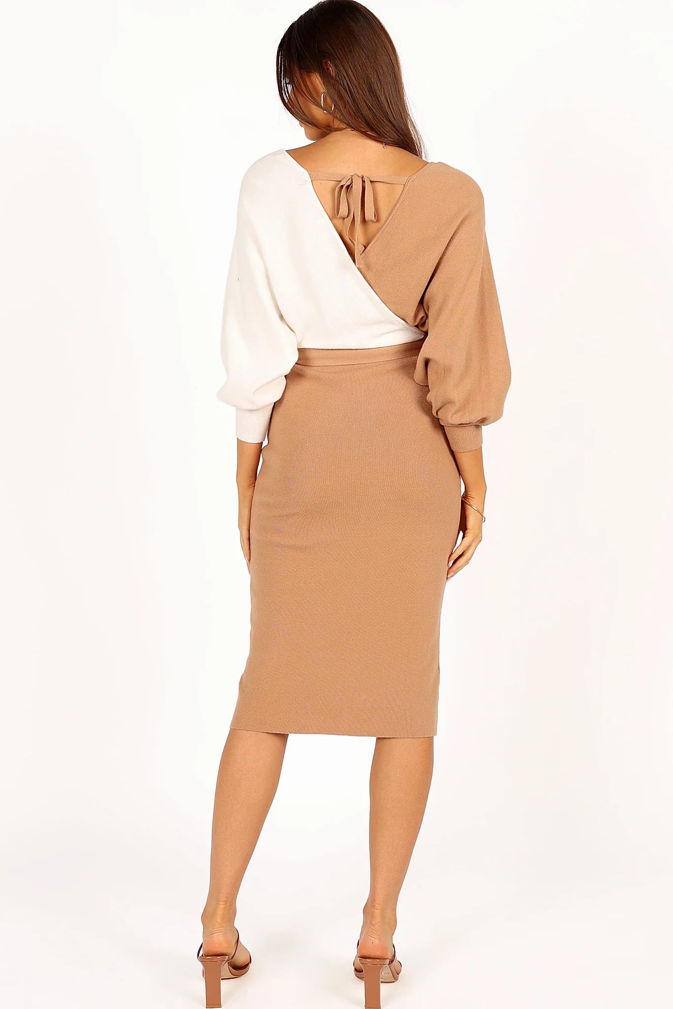 Nate Dress - Beige/White