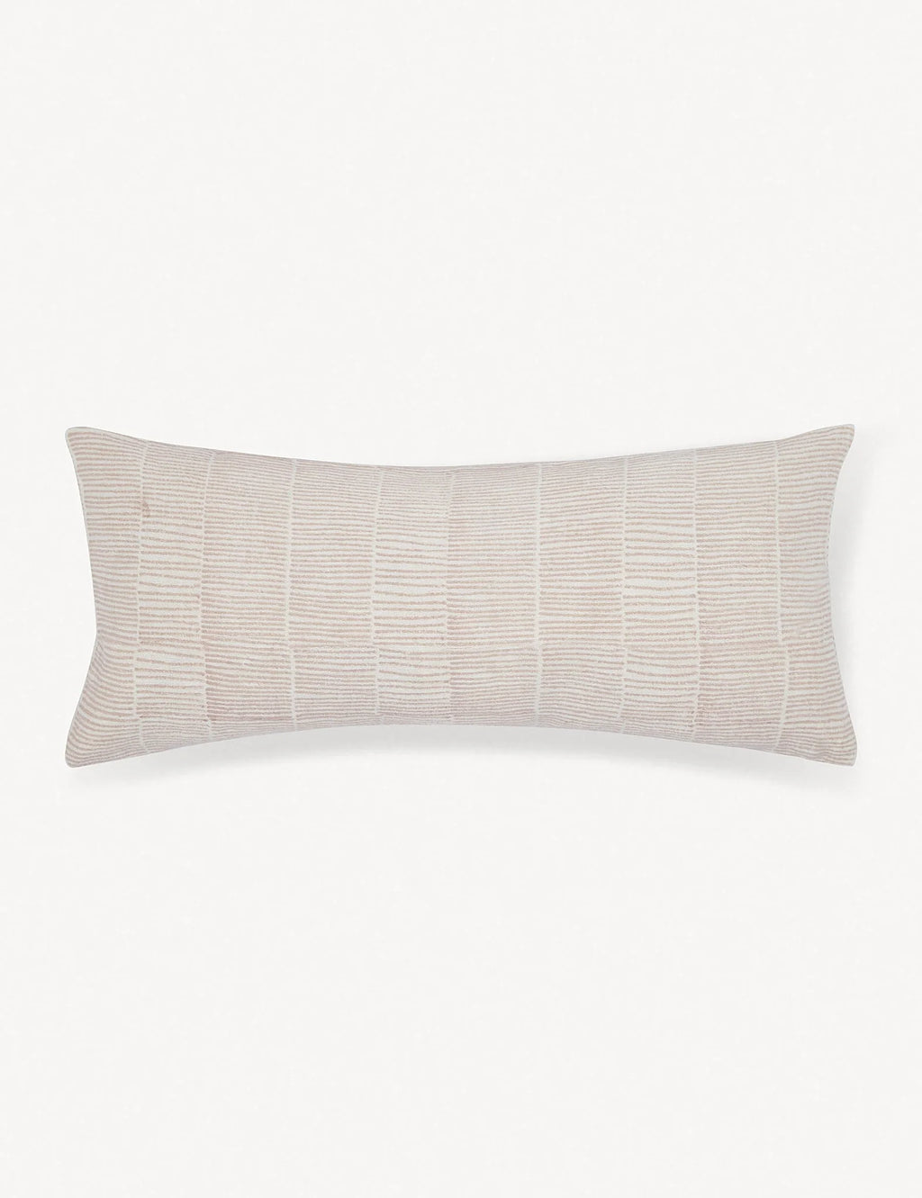 Blush lumbar linen pillow shown against a plain ground