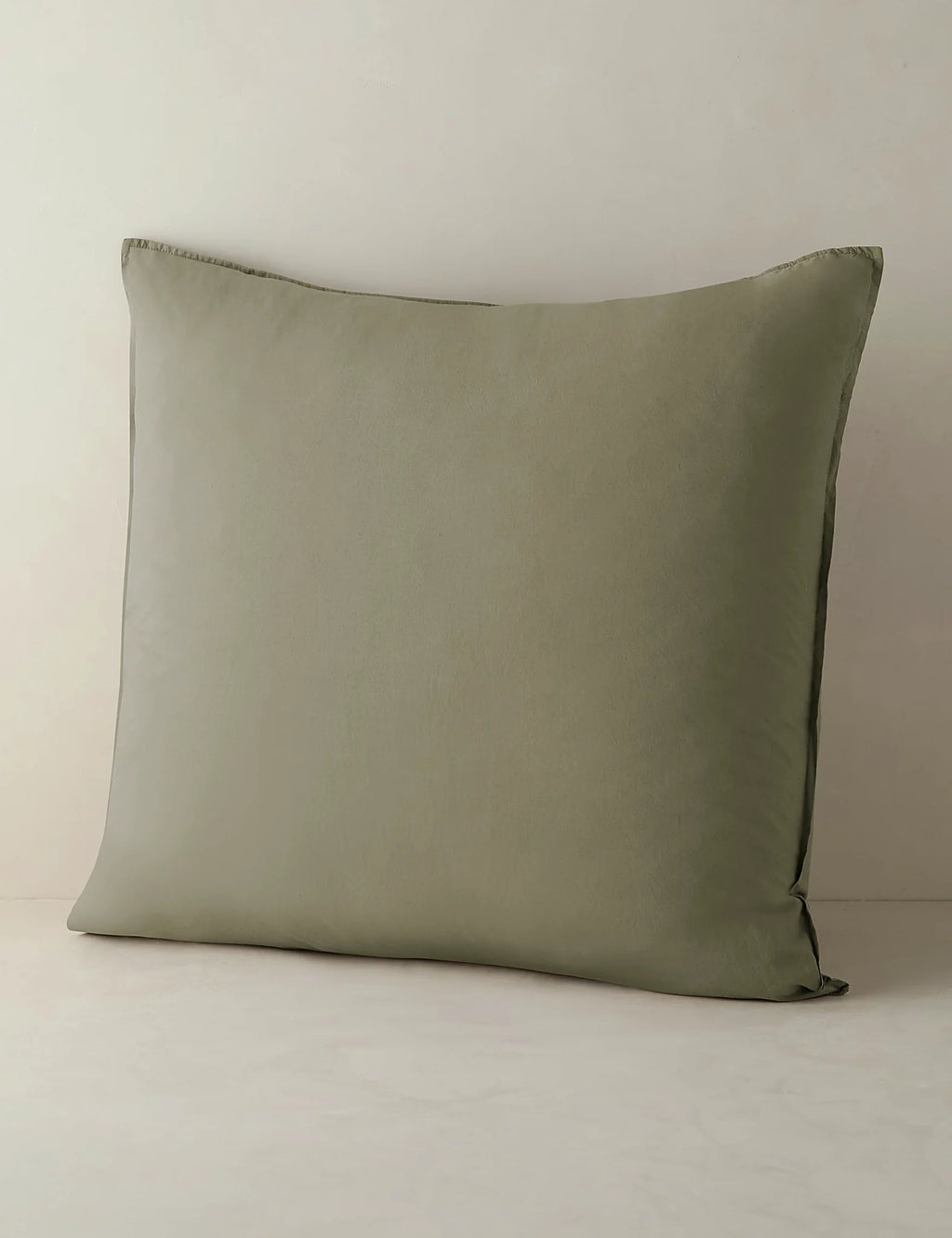 Olive percale sham in euro size shown flat