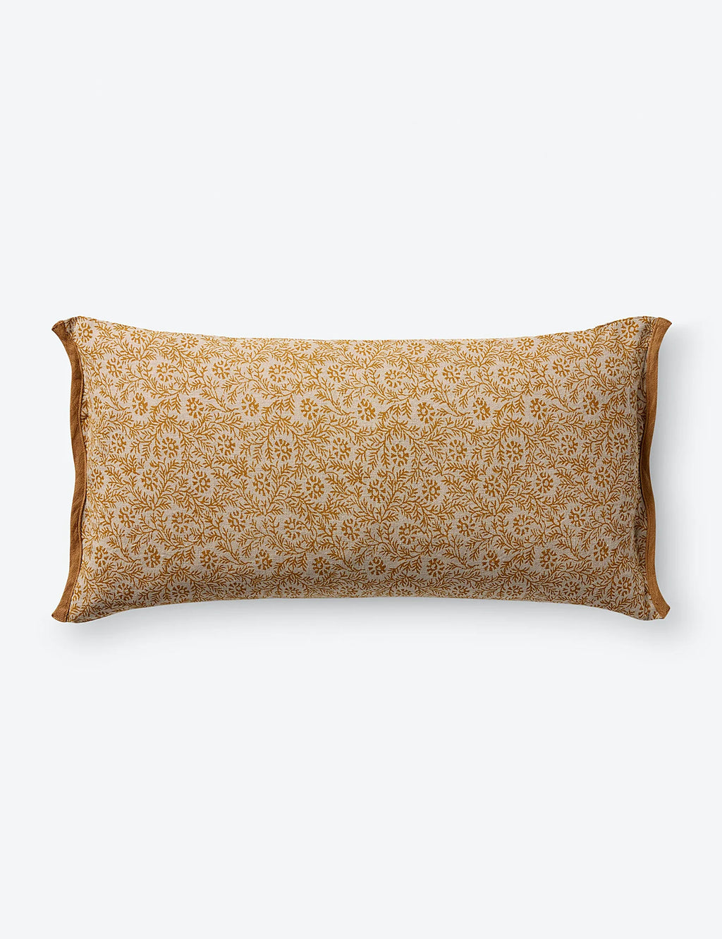Pure linen floral pillow photographed against a plain ground