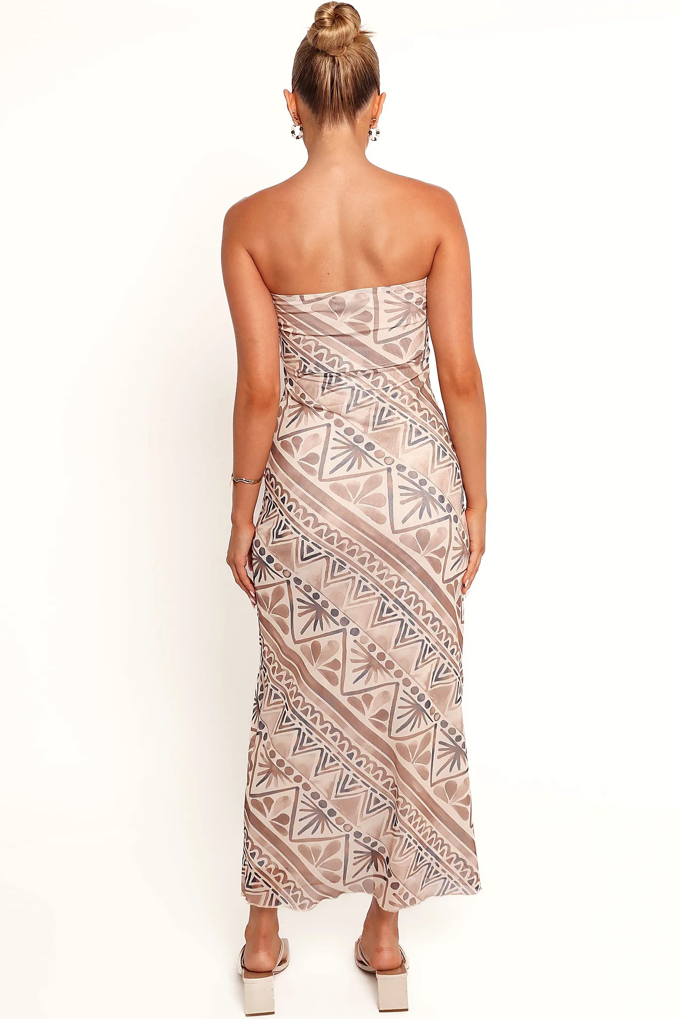 Saskia Strapless Midi Dress - Brown