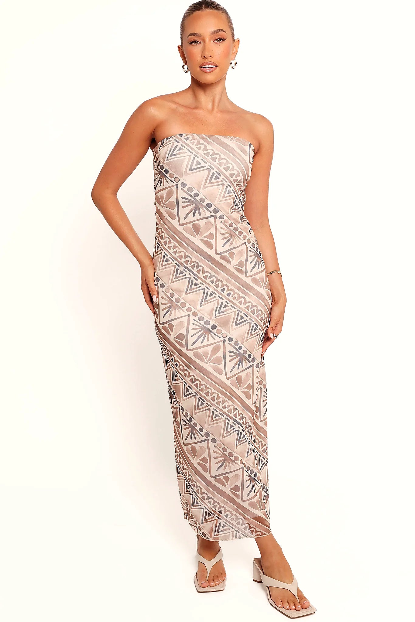 Side view showing the close bodycon fit