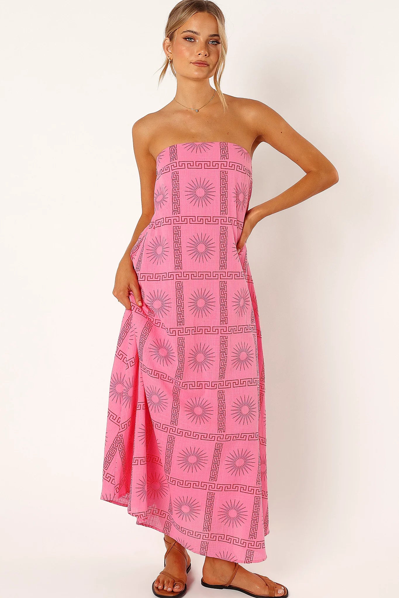 Soph Strapless Maxi Dress - Pink Red