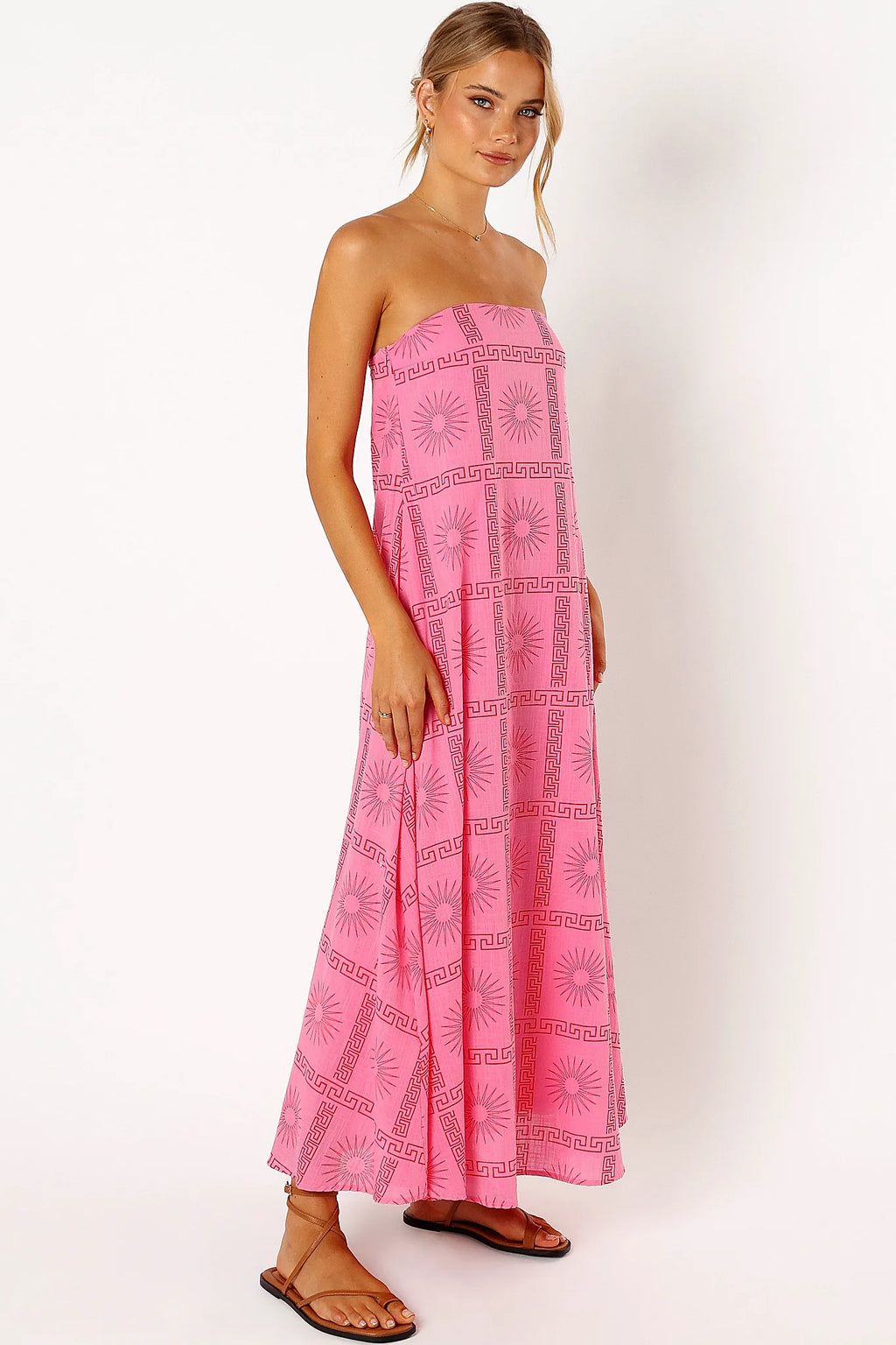 Soph Strapless Maxi Dress - Pink Red