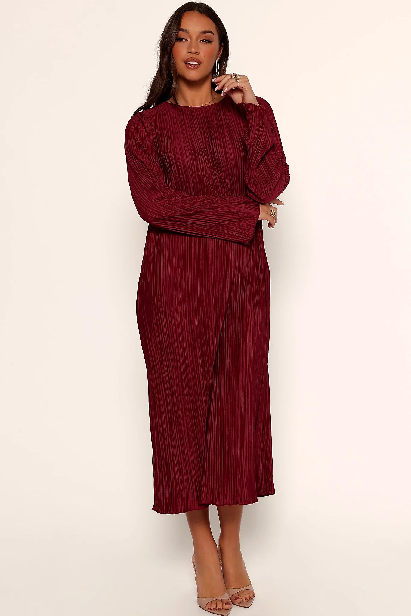 Tannikah Plisse Midi Dress - Ruby Wine