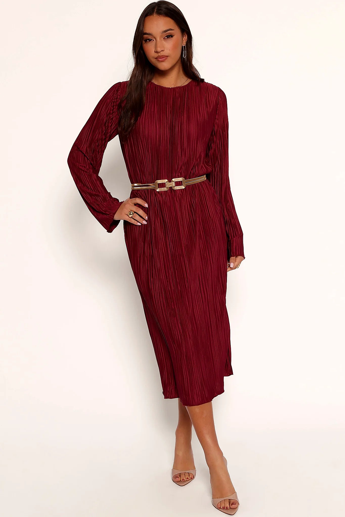 Tannikah Plisse Midi Dress - Ruby Wine