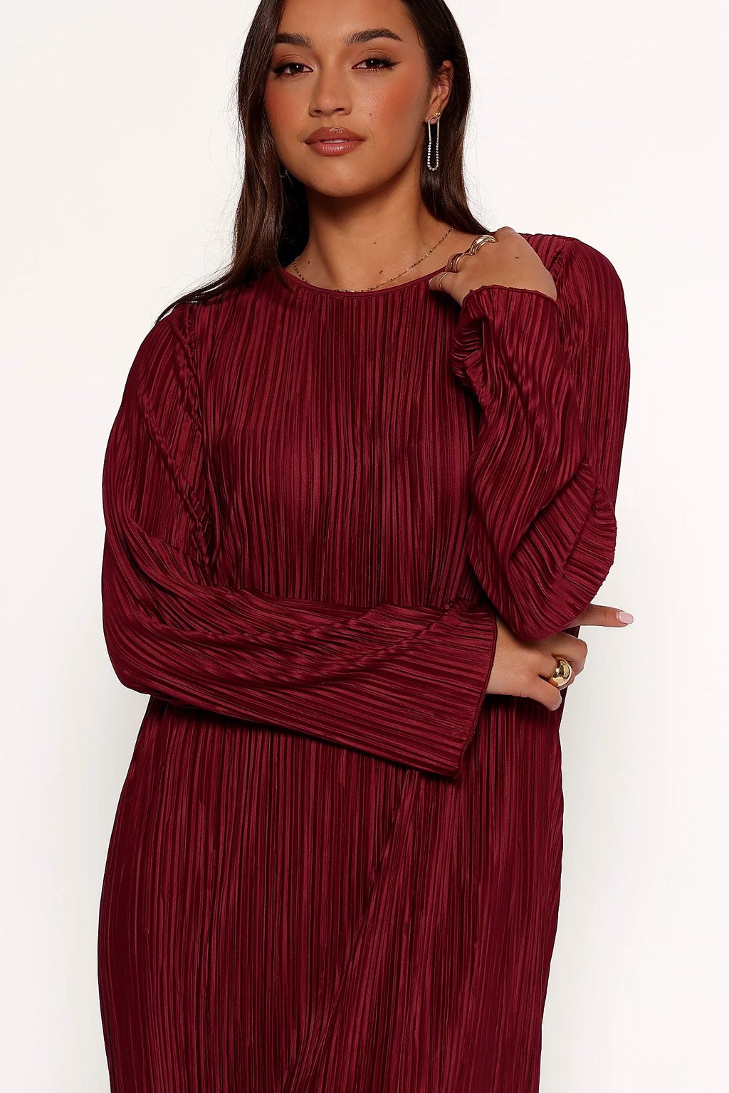 Tannikah Plisse Midi Dress - Ruby Wine