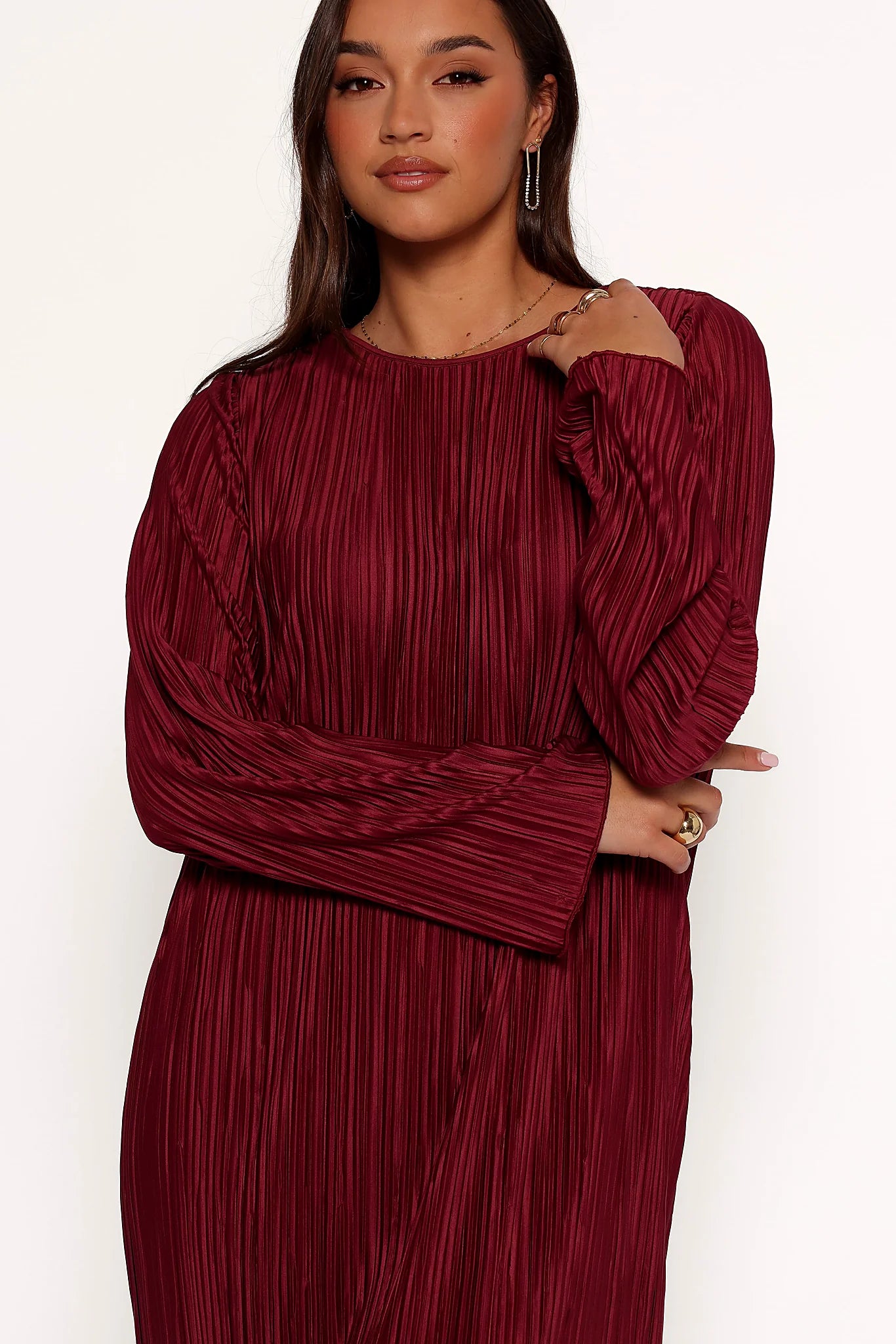 Tannikah Plisse Midi Dress - Ruby Wine