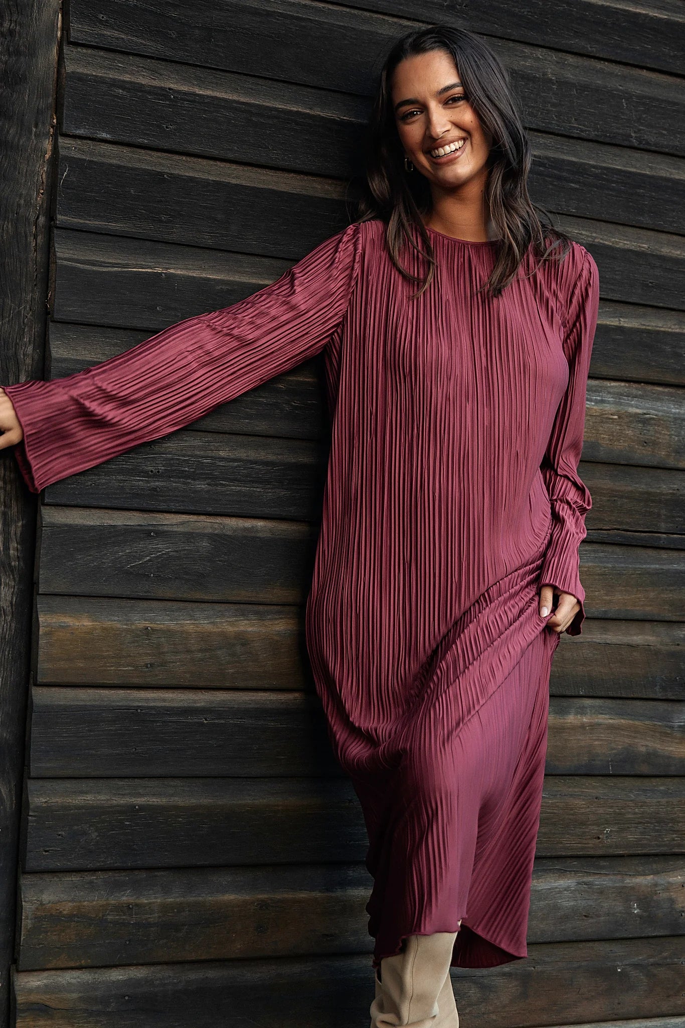 Side view showing the relaxed fit through the body