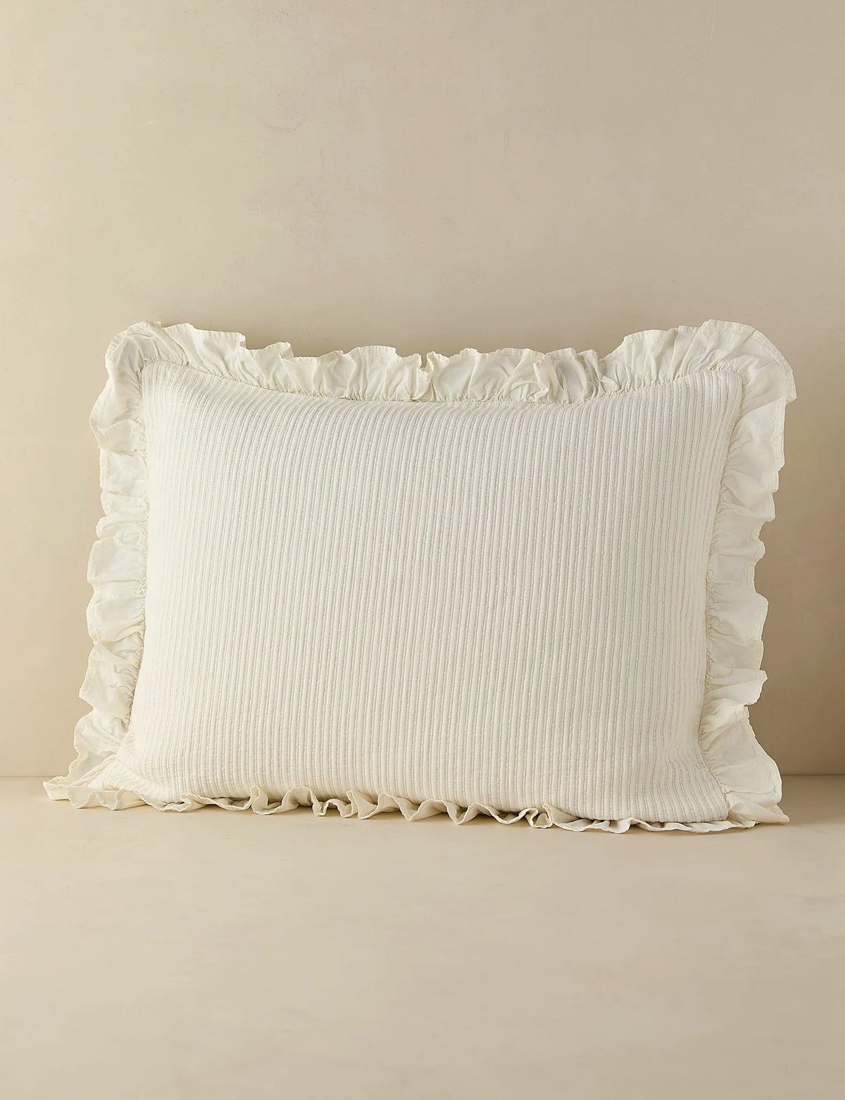 Ivory cotton sham in standard size shown flat
