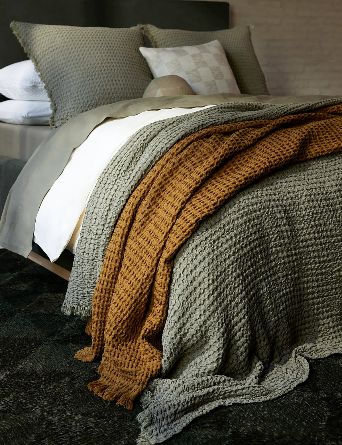 Lenora Textured Cotton Linen Blanket