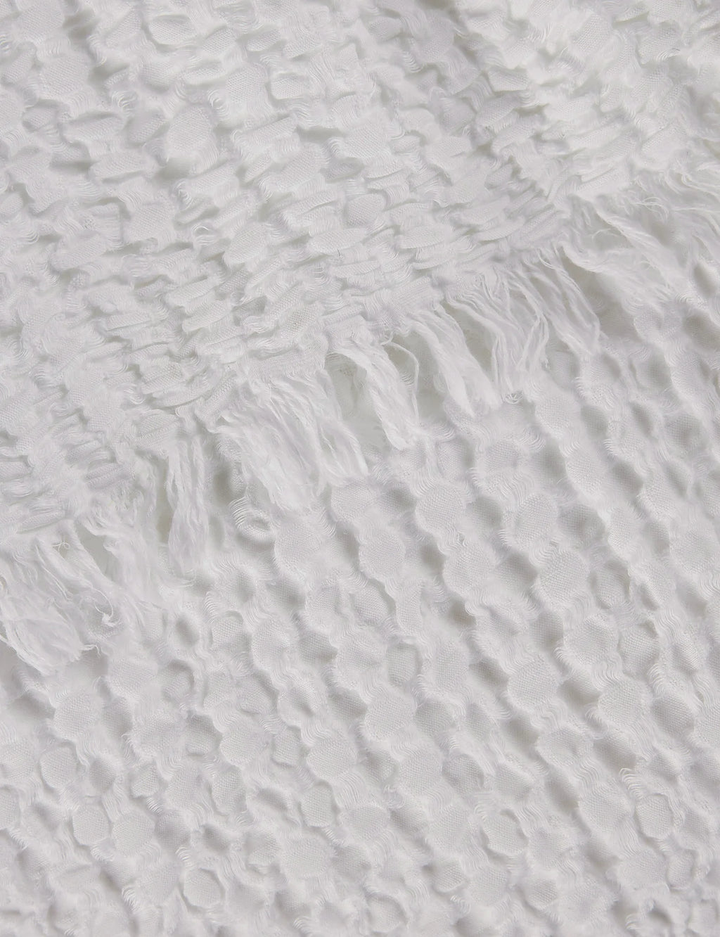 White cotton-linen blanket in full queen folded on a bed