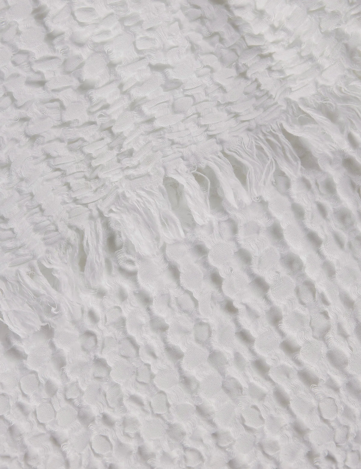 White cotton-linen blanket in full queen folded on a bed