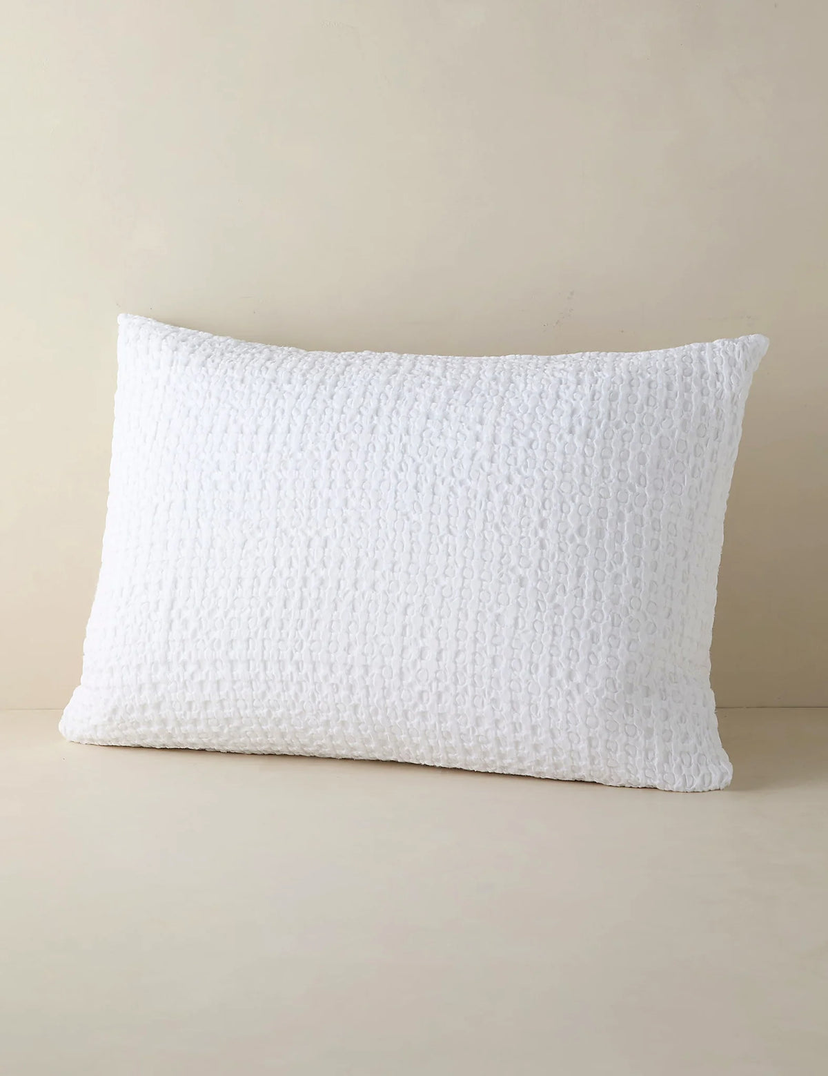 White textured sham in standard size photographed flat