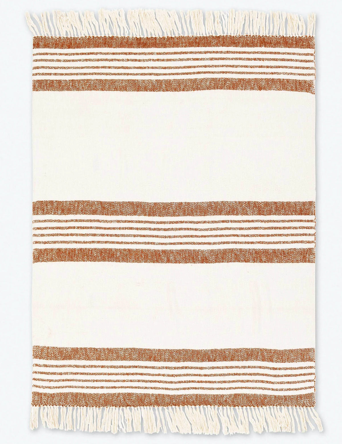 Two-tone striped throw folded to show its full width